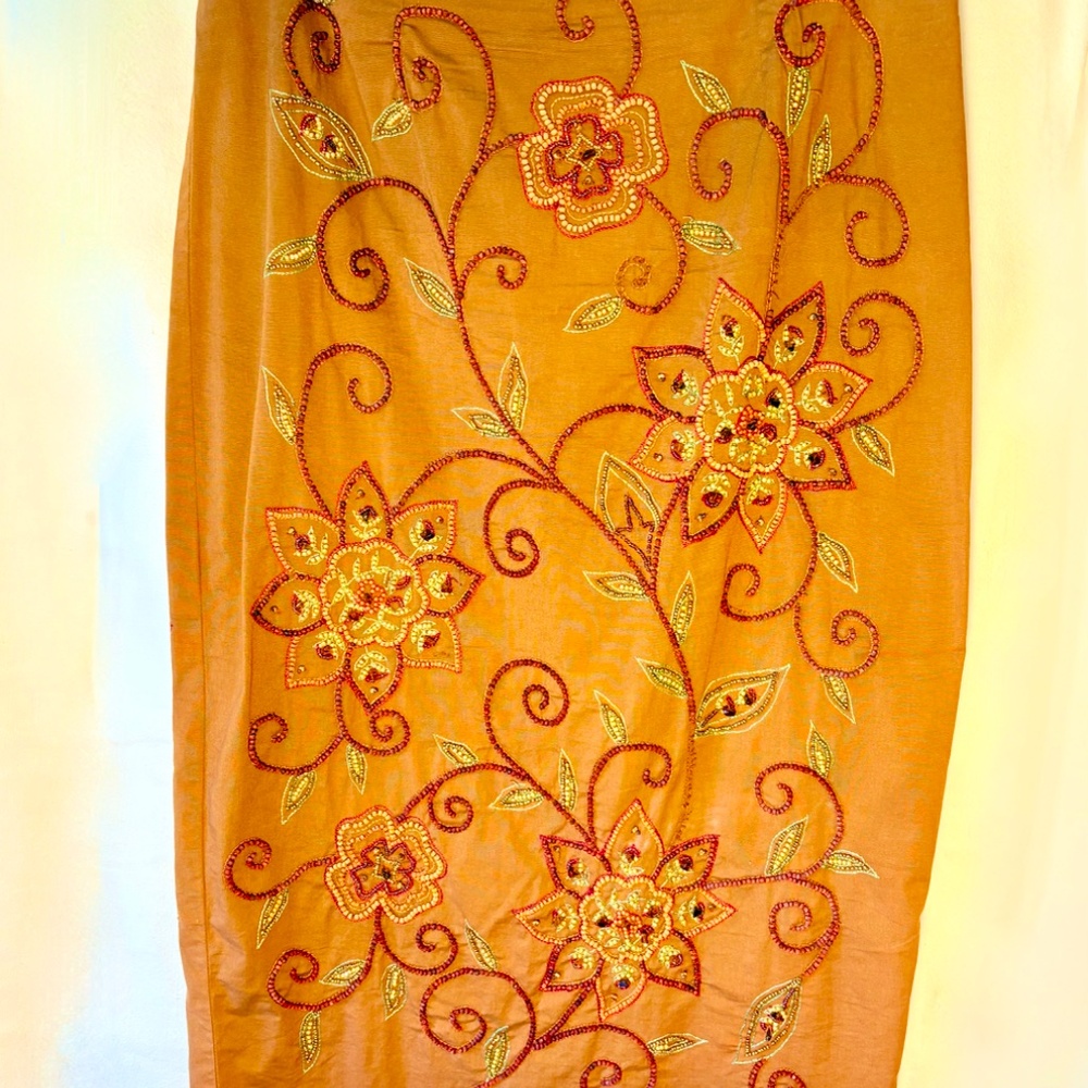 Hand-beaded Midi Pencil Skirt